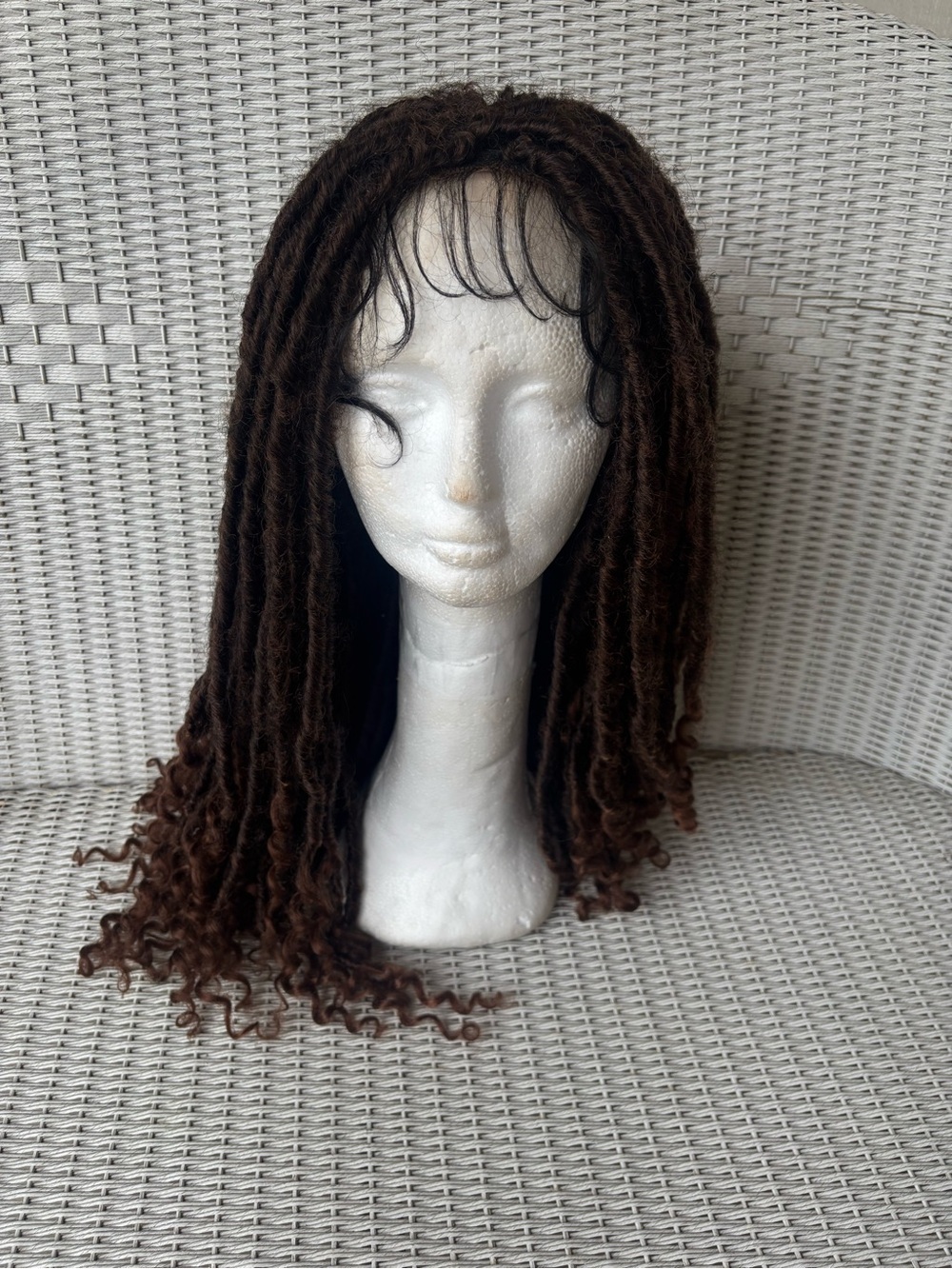 Dark Brown Synthetic Dreadlock Wig with Curled Ends